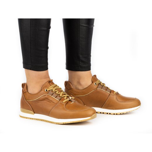 Buty damskie sportowe creepersy skórzane 05-0784-04 brązowe Nik 36 butyolivier