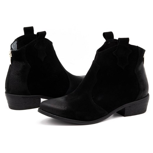 Skórzane botki damskie 1128EX czarny Exquisite 36 butyolivier