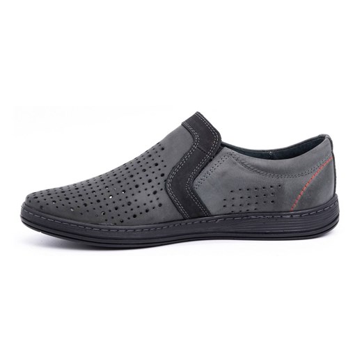 Buty męskie mokasyny skórzane na lato 713MP szare Buty Olivier 47 butyolivier