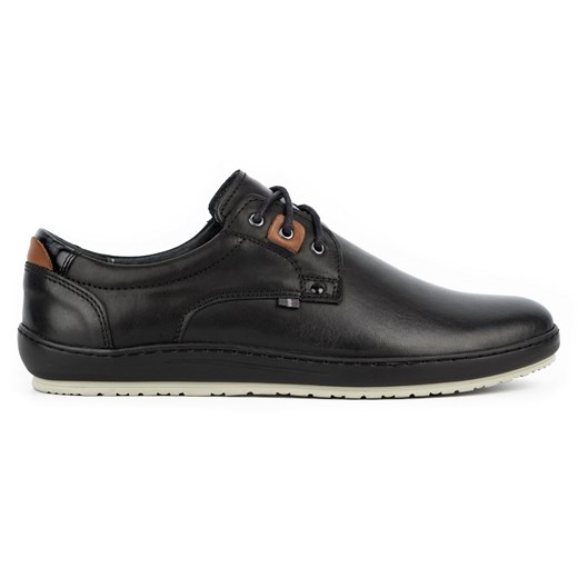 Buty męskie skórzane casual 24KAM czarne ze sklepu butyolivier w kategorii Półbuty męskie - zdjęcie 162377506