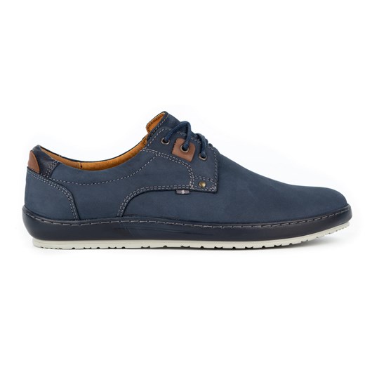 Buty męskie skórzane casual 24KAM granatowe ze sklepu butyolivier w kategorii Półbuty męskie - zdjęcie 162378248