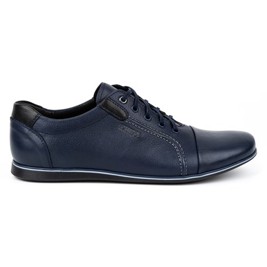 Buty męskie skórzane casual 39/63KAM granatowe ze sklepu butyolivier w kategorii Buty eleganckie męskie - zdjęcie 162378899