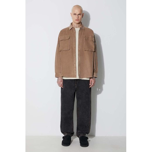 Taikan kurtka Shirt Jacket Corduroy męski kolor brązowy regular z kołnierzykiem klasycznym TK0002.DNECRD ze sklepu PRM w kategorii Koszule męskie - zdjęcie 162390409