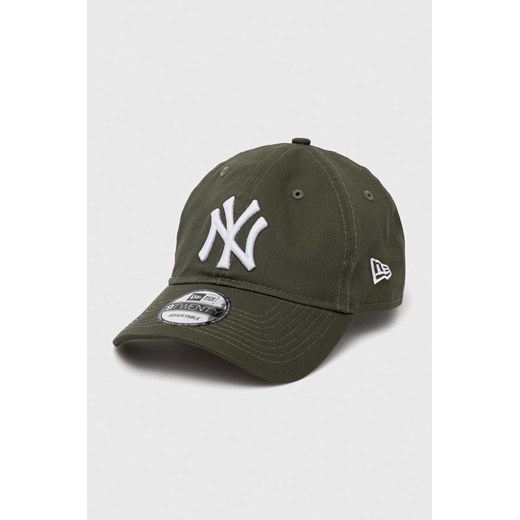 New Era czapka z daszkiem bawełniana kolor zielony wzorzysta NEW YORK YANKEES ze sklepu PRM w kategorii Czapki z daszkiem damskie - zdjęcie 162390689