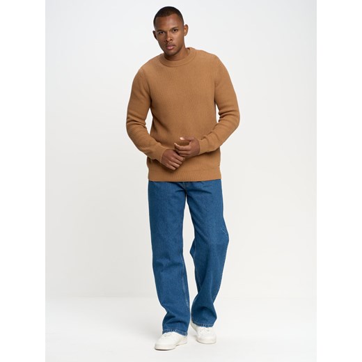 Sweter męski klasyczny brązowy Riko 803 ze sklepu Big Star w kategorii Swetry męskie - zdjęcie 162391208