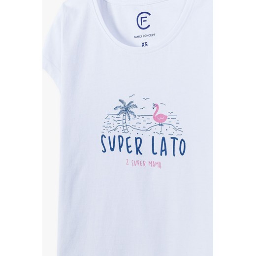Bawełniany t-shirt damski z nadrukiem - SUPER LATO Z SUPER MAMĄ Family Concept By 5.10.15. S wyprzedaż 5.10.15