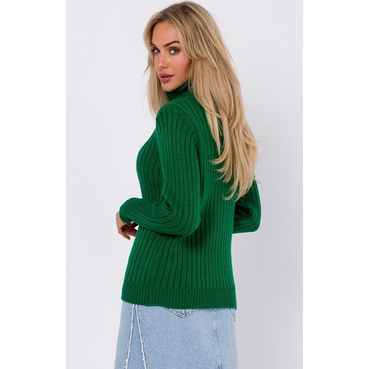 Zielony sweter damski z golfem M771, Kolor zielony, Rozmiar L/XL, MOE ze sklepu Primodo w kategorii Swetry damskie - zdjęcie 162397866