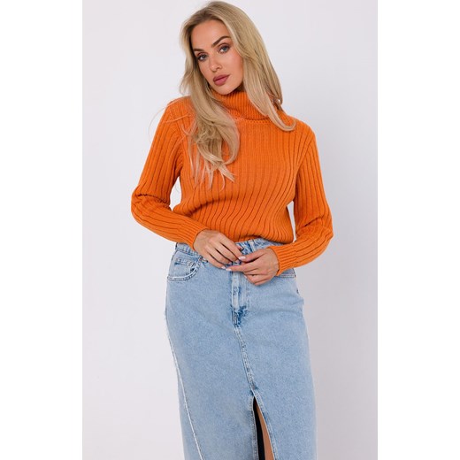 Sweter z golfem pomarańczowy M771, Kolor pomarańczowy, Rozmiar L/XL, MOE ze sklepu Primodo w kategorii Swetry damskie - zdjęcie 162397875