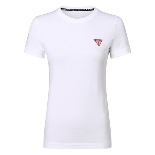 GUESS T-shirt damski Kobiety Bawełna biały jednolity ze sklepu vangraaf w kategorii Bluzki damskie - zdjęcie 162406455