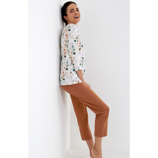 Piżama bawełniana w kolorze biało-brązowym 213, Kolor biało-brązowy, Rozmiar XL, Cana ze sklepu Intymna w kategorii Piżamy damskie - zdjęcie 162411417