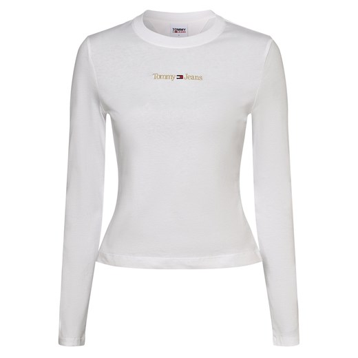 Tommy Jeans Damska koszulka z długim rękawem Kobiety Bawełna biały jednolity ze sklepu vangraaf w kategorii Bluzki damskie - zdjęcie 162413015