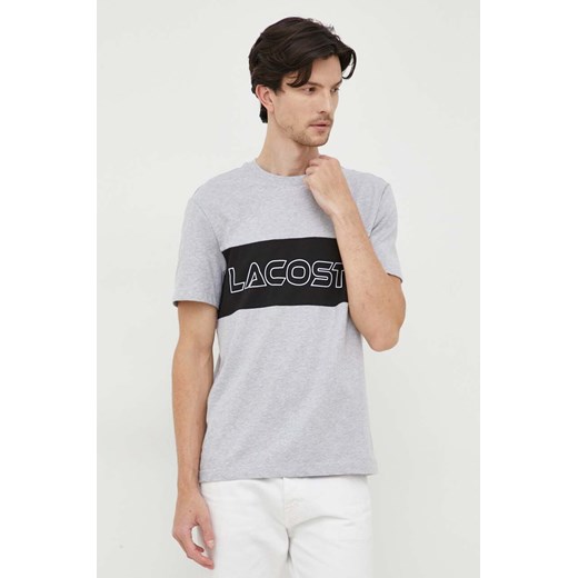 Lacoste t-shirt bawełniany kolor szary z nadrukiem ze sklepu ANSWEAR.com w kategorii T-shirty męskie - zdjęcie 162415888