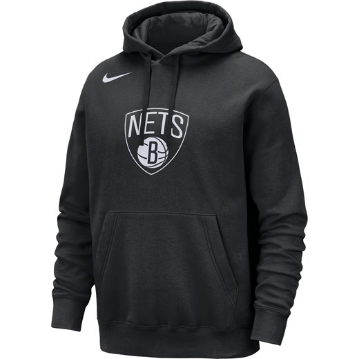 Męska bluza z kapturem Nike NBA Brooklyn Nets Club - Czerń ze sklepu Nike poland w kategorii Bluzy męskie - zdjęcie 162417798
