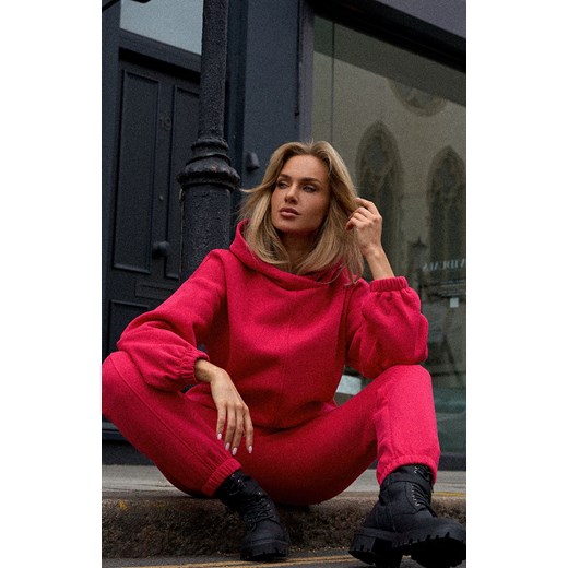 Bluza damska z kapturem malinowa M759, Kolor malinowy, Rozmiar L/XL, MOE ze sklepu Primodo w kategorii Bluzy damskie - zdjęcie 162419505