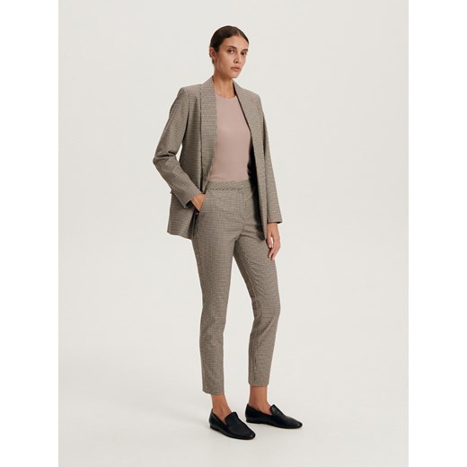 Reserved - Spodnie w kratę - beżowy ze sklepu Reserved w kategorii Spodnie damskie - zdjęcie 162421967