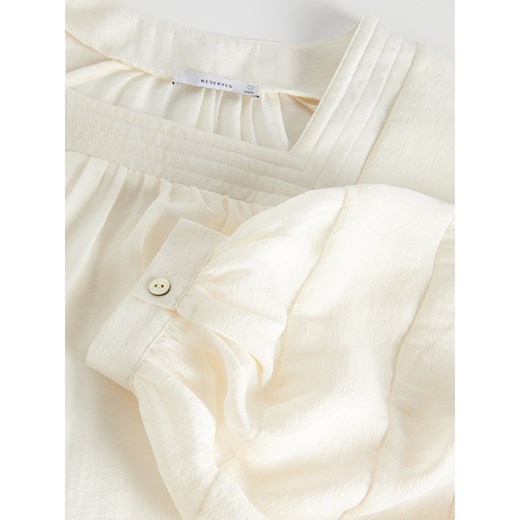 Reserved - Bluzka z bufiastymi rękawami - złamana biel Reserved L Reserved