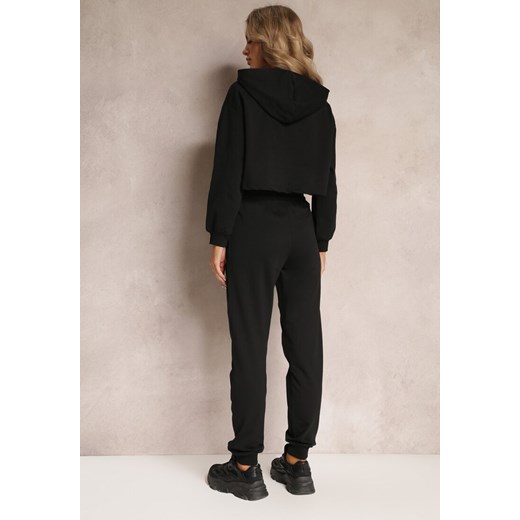 Czarny 3-częściowy Komplet z Topem Bluzą i Spodniami Dresowymi Klomenna Renee S okazyjna cena Renee odzież