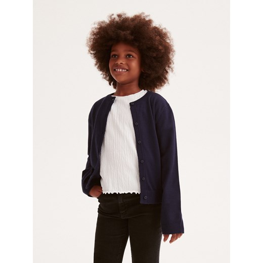 Reserved - Kardigan z wiskozą - granatowy ze sklepu Reserved w kategorii Swetry dziewczęce - zdjęcie 162488889