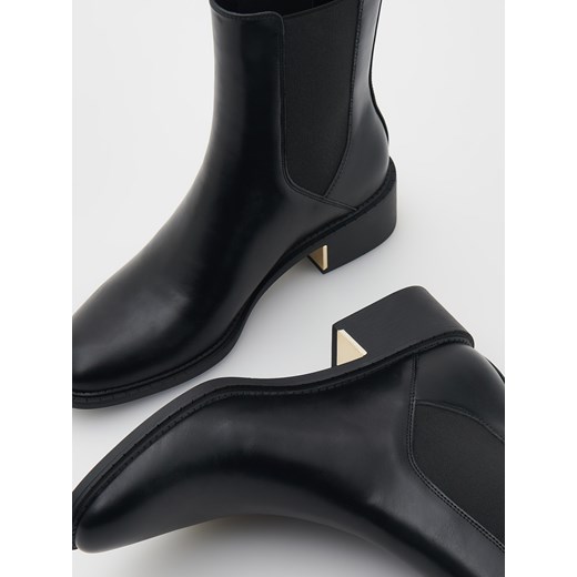 Reserved - Botki z imitacji skóry - czarny Reserved 36 Reserved