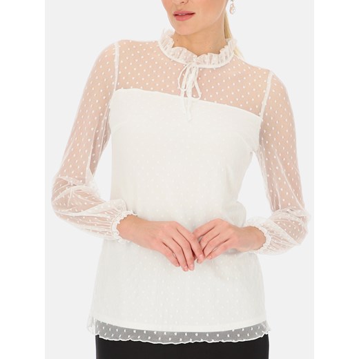 Biała bluzka z siateczki w kropki L'AF Roza ze sklepu Eye For Fashion w kategorii Bluzki damskie - zdjęcie 162492777