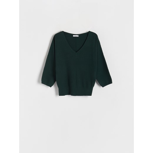 Reserved - Sweter z wiskozą - ciemnozielony Reserved L Reserved