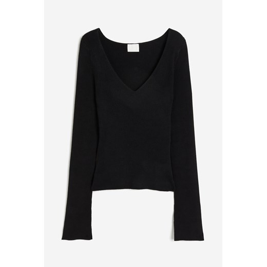 H & M - Top z dzianiny w prążki - Czarny H & M M H&M