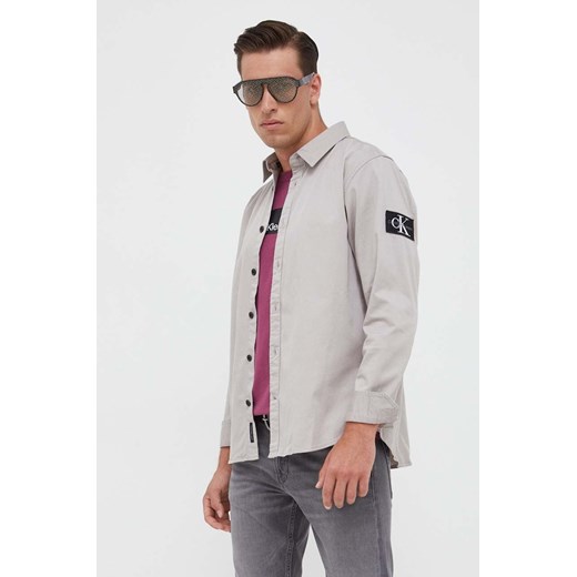 Calvin Klein Jeans koszula męska kolor szary relaxed z kołnierzykiem klasycznym S ANSWEAR.com