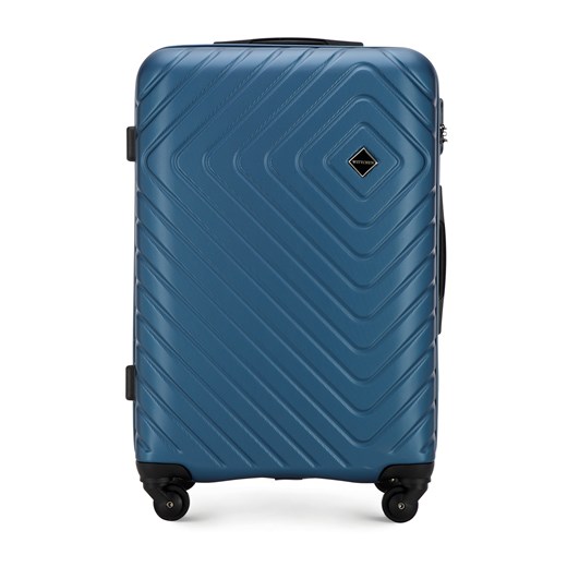 Średnia walizka z ABS-u z geometrycznym tłoczeniem ciemnoniebieska ze sklepu WITTCHEN w kategorii Walizki - zdjęcie 162508929