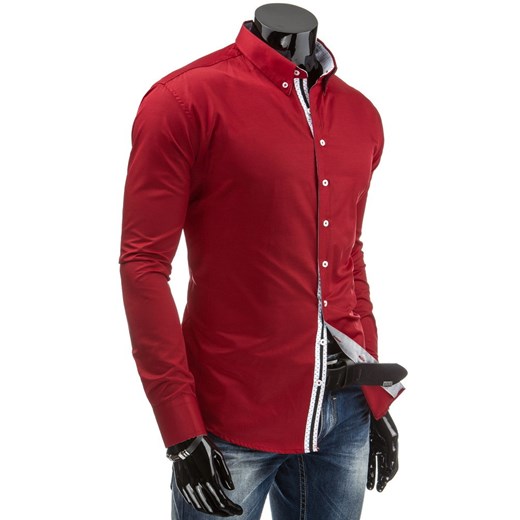 Elegancka męska koszula (dx0706) - Czerwony dstreet brazowy bawełna