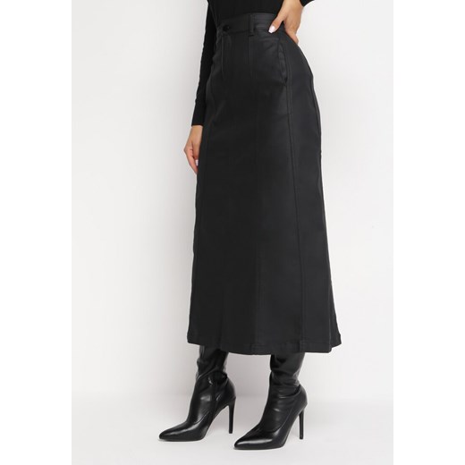 Czarna Spódnica Maxi z Ekoskóry z Wsuwanymi Kieszeniami Ademaro ze sklepu Born2be Odzież w kategorii Spódnice - zdjęcie 162513287