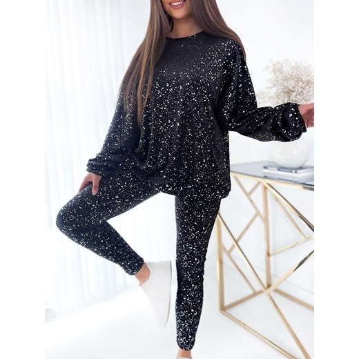 KOMPLET DRES WELUROWY NAKRAPIANY MIELCZARKOWSKI BLUZA ONE SIZE + LEGGINSY POLSKI Mielczarkowski L STYLOWO