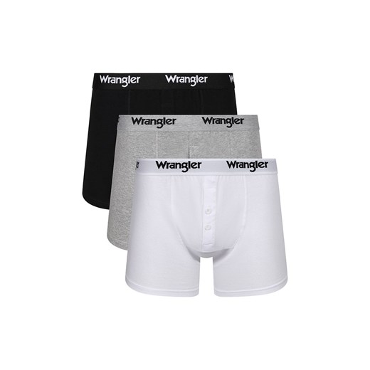 Wrangler 3-pack bawełniane bokserki long na guziki Tait, Kolor biało-szaro-czarny, Rozmiar M, Wrangler ze sklepu Intymna w kategorii Majtki męskie - zdjęcie 162514928