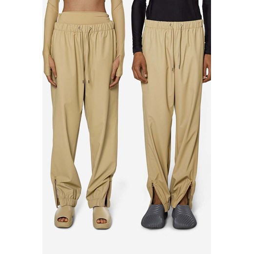 Rains spodnie dresowe Pants Regular 18560 kolor beżowy ze sklepu PRM w kategorii Spodnie damskie - zdjęcie 162522446
