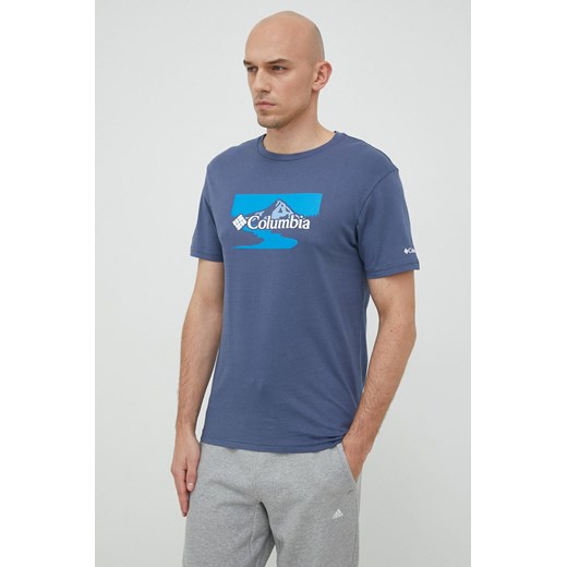 Columbia t-shirt bawełniany kolor niebieski z nadrukiem 1934814.SS23-106 ze sklepu PRM w kategorii T-shirty męskie - zdjęcie 162522499