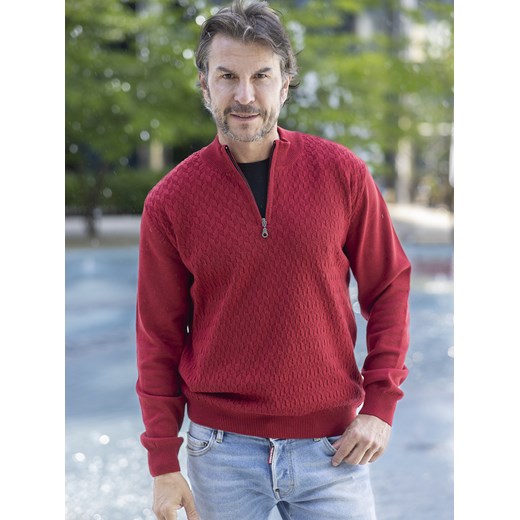 Sweter męski - Denis polo (duży) - burgund - 3XL ze sklepu Swetry Lasota w kategorii Swetry męskie - zdjęcie 162524255