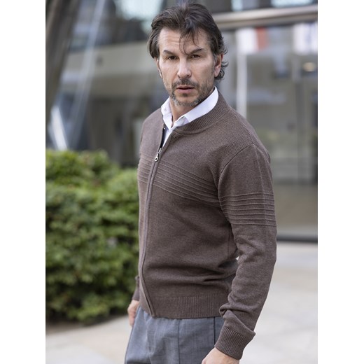 Sweter męski - Lukas rozpinany - brąz - M ze sklepu Swetry Lasota w kategorii Swetry męskie - zdjęcie 162524258