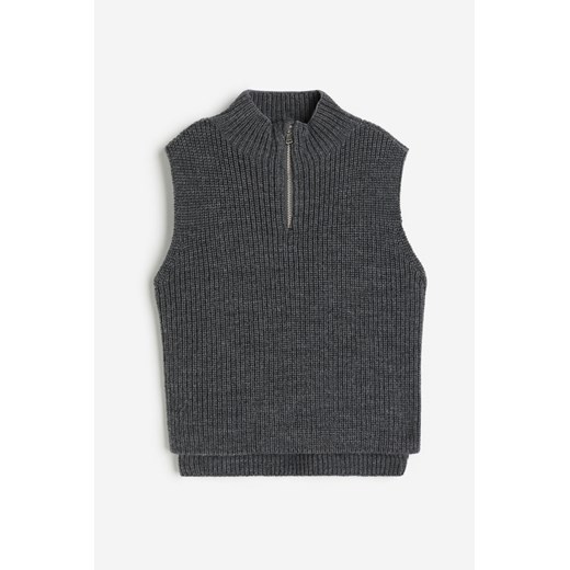 H & M - Wełniany bezrękawnik w prążki - Szary H & M 110/116 (4-6Y) H&M