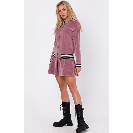Bluza z ozdobnymi mankietami i stójką brudny róż M766, Kolor brudny róż, Rozmiar L, MOE ze sklepu Primodo w kategorii Bluzy damskie - zdjęcie 162533086