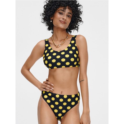 Cropp - Dwuczęściowy strój kąpielowy Smiley® - czarny Cropp L wyprzedaż Cropp