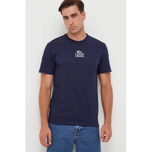 Lacoste t-shirt bawełniany kolor granatowy z nadrukiem ze sklepu ANSWEAR.com w kategorii T-shirty męskie - zdjęcie 162537176