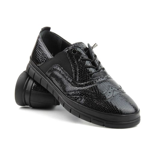Sneakersy damskie ze skóry naturalnej- VENEZIA 234419-1, czarne ze sklepu ulubioneobuwie w kategorii Półbuty damskie - zdjęcie 162540768
