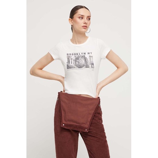 Hollister Co. t-shirt bawełniany kolor beżowy Hollister Co. M ANSWEAR.com