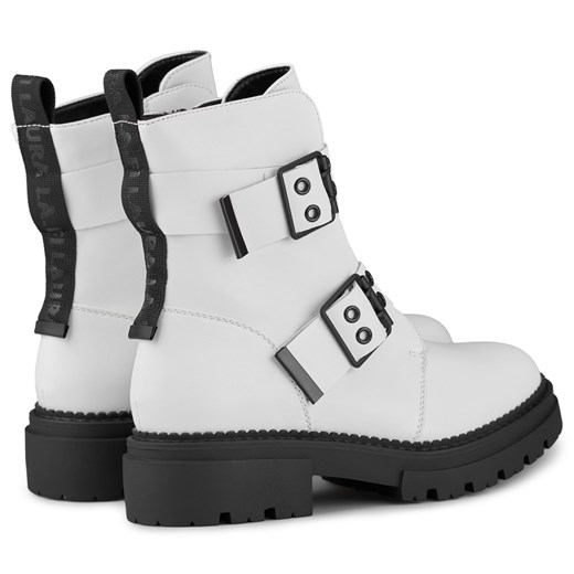 Botki na zamek białe casualowe na płaskiej podeszwie 