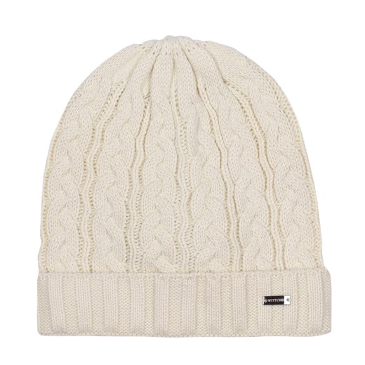 Damska czapka z warkoczowym splotem kremowa ze sklepu WITTCHEN w kategorii Czapki zimowe damskie - zdjęcie 162549305