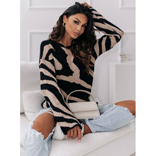 Sweter damski Pakuten z okrągłym dekoltem casual