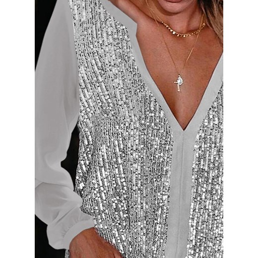 Bluzka z dekoltem w kształcie litery V z cekinami Attirra S Attirra