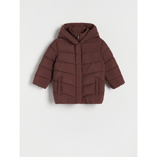 Reserved - Pikowana kurtka z kapturem - ciemnobrązowy ze sklepu Reserved w kategorii Kurtki dziewczęce - zdjęcie 162627498
