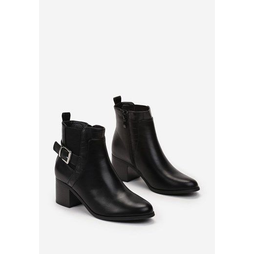 Born2be botki eleganckie czarne na obcasie 