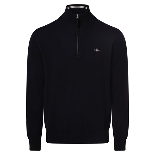 Gant Sweter męski Mężczyźni Wełna granatowy jednolity ze sklepu vangraaf w kategorii Swetry męskie - zdjęcie 162639279