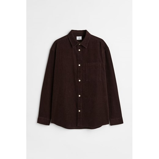 H & M - Sztruksowa koszula Relaxed Fit - Brązowy H & M L H&M